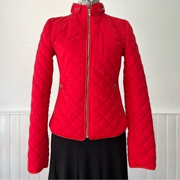 Zara Woman Red Quilted Zip Up Jacket Size M - Picture 2 of 15